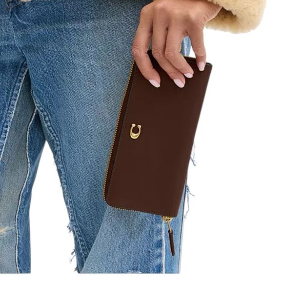 Coach Chocolate brown Leather Zip Wallet - Picture 4 of 8